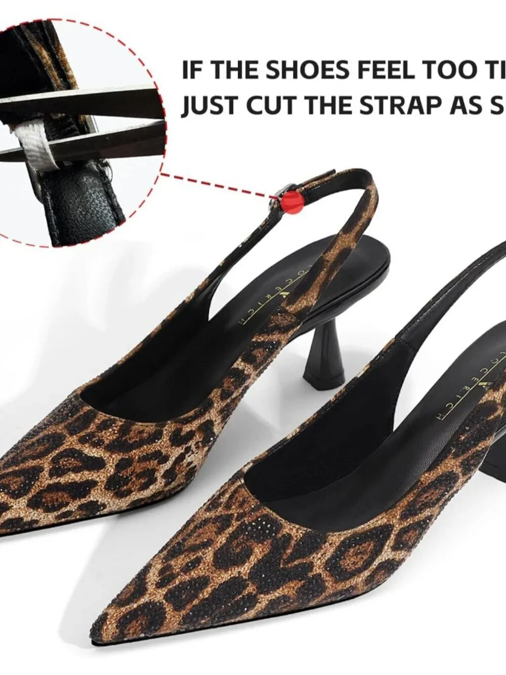 Women's Leopard Kitten Slingback Low Heels Dress Shoes Closed Toe Pumps